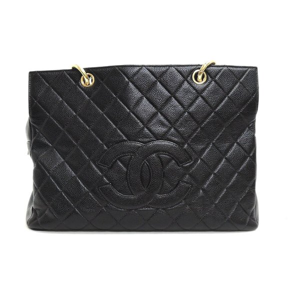 MINT! CHANEL BLACK CAVIAR SKIN TOTE BAG w/ CARD! - Picture 2 of 13